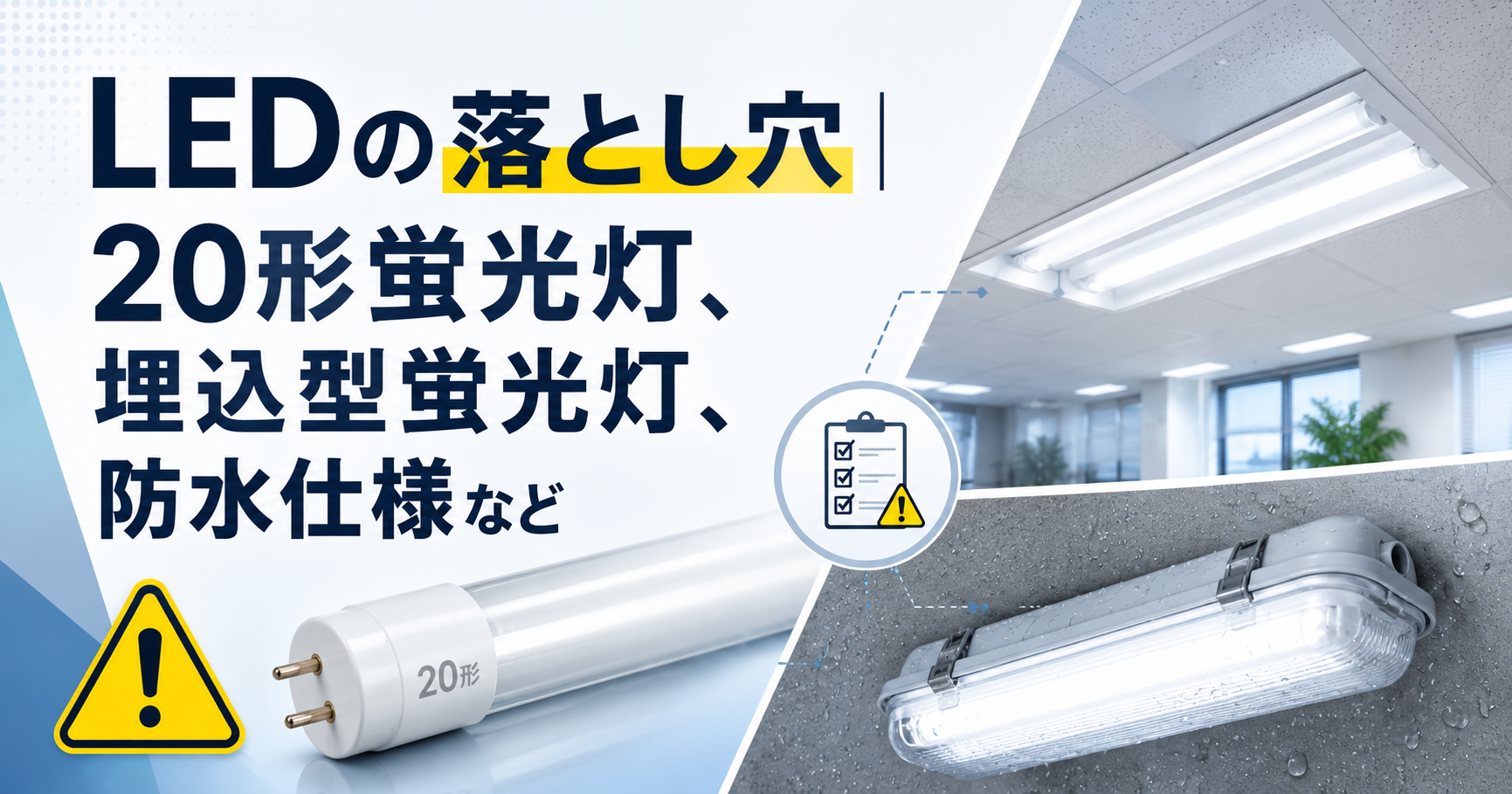 LEDの落とし穴|20形蛍光灯、埋込型蛍光灯、防水仕様など